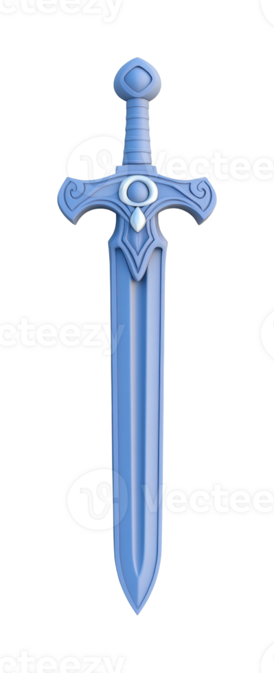Ornate blue fantasy sword with intricate designs png