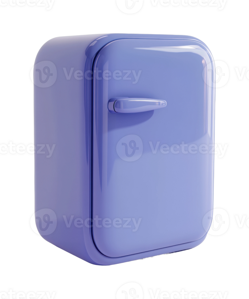 Retro purple mini fridge with handle and glossy finish png