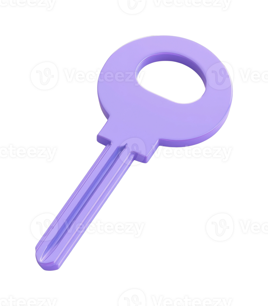 Purple plastic key object with circular head design png