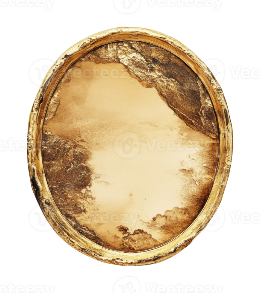 Golden embellished circular mirror with antique design png