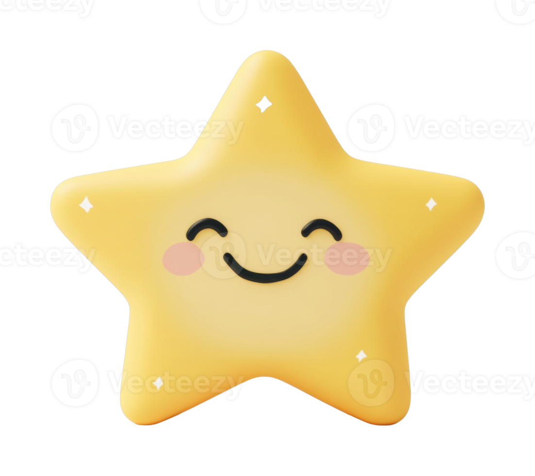 Smiling star with cute facial expression and blush png