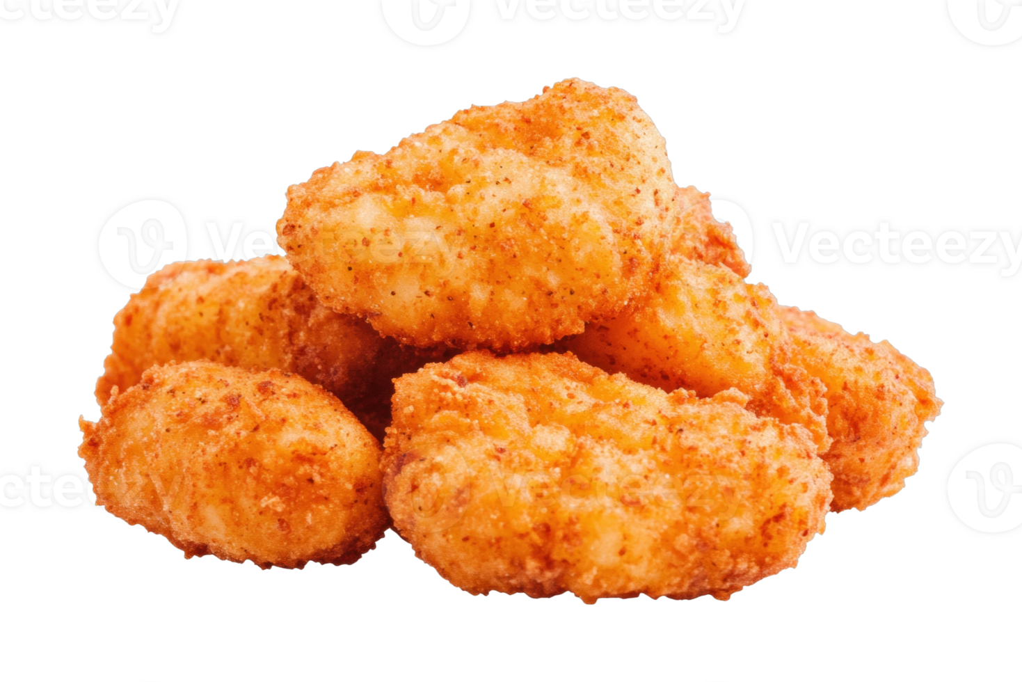 Crispy golden chicken nuggets in a pile png