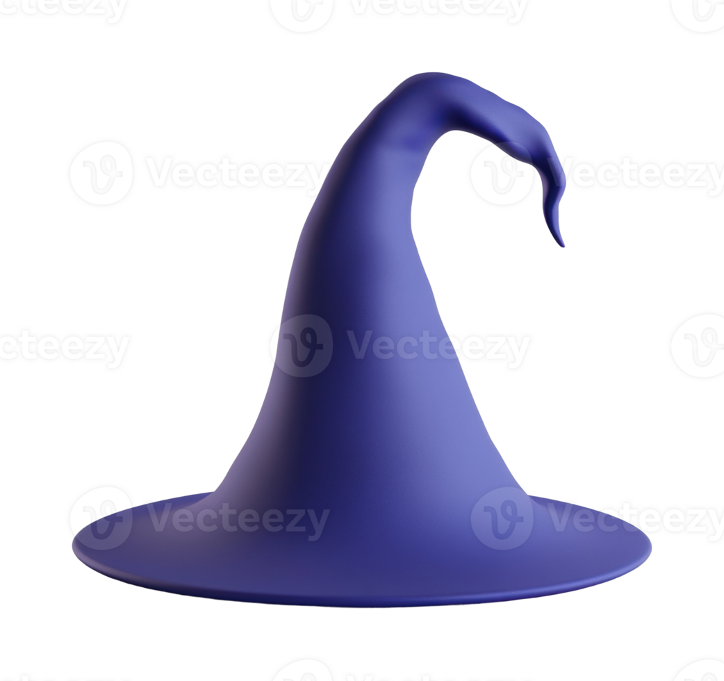 Purple wizard hat with curved pointed tip png