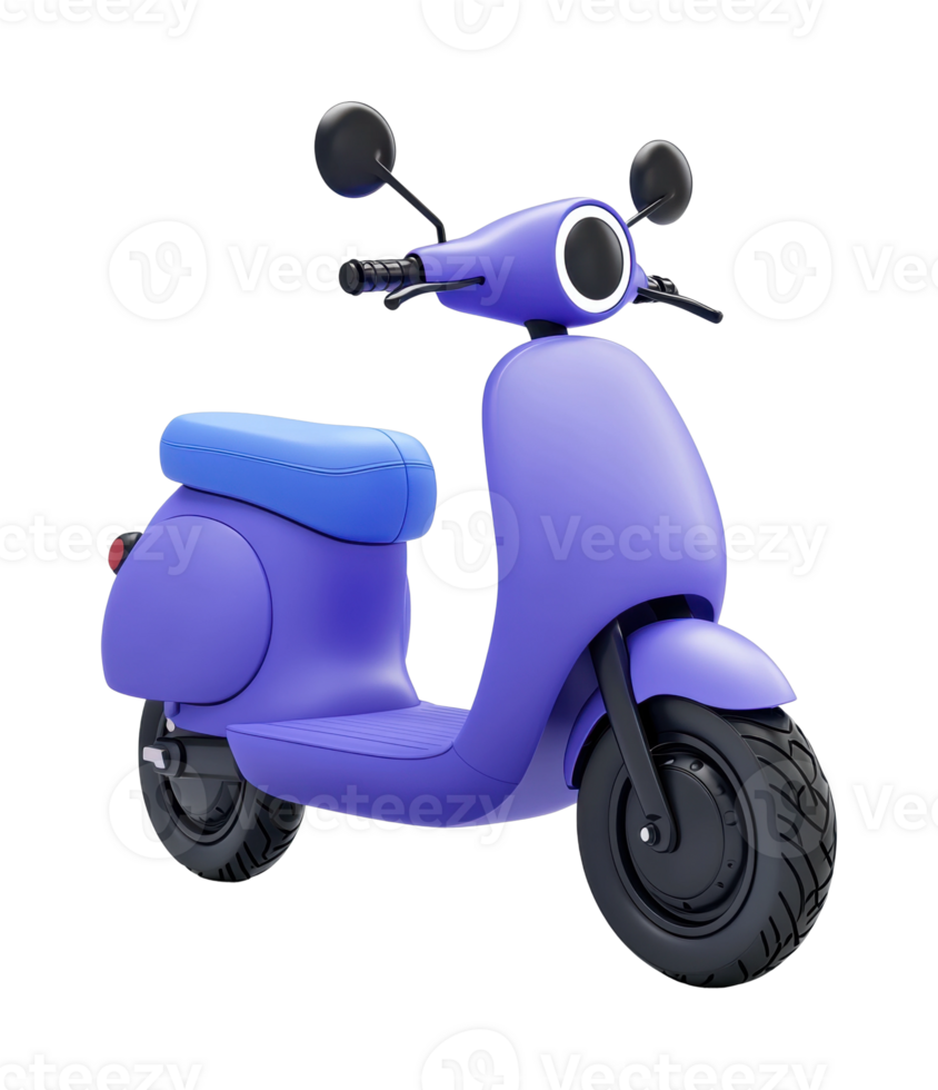 Modern purple scooter with futuristic design and circular headlight png