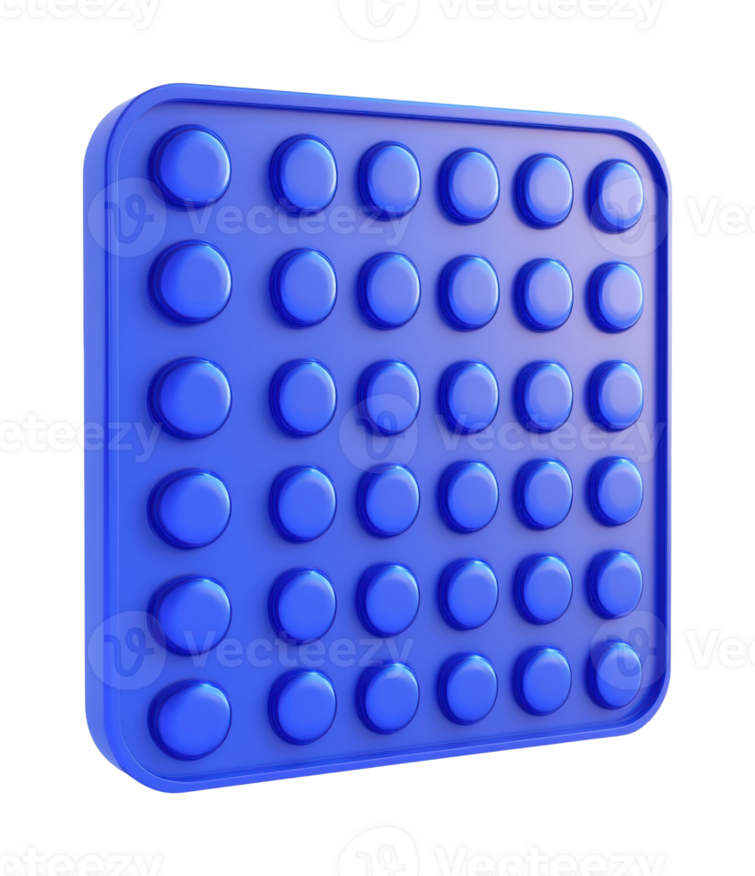 Blue silicone pop toy with circular bubbles for stress relief png