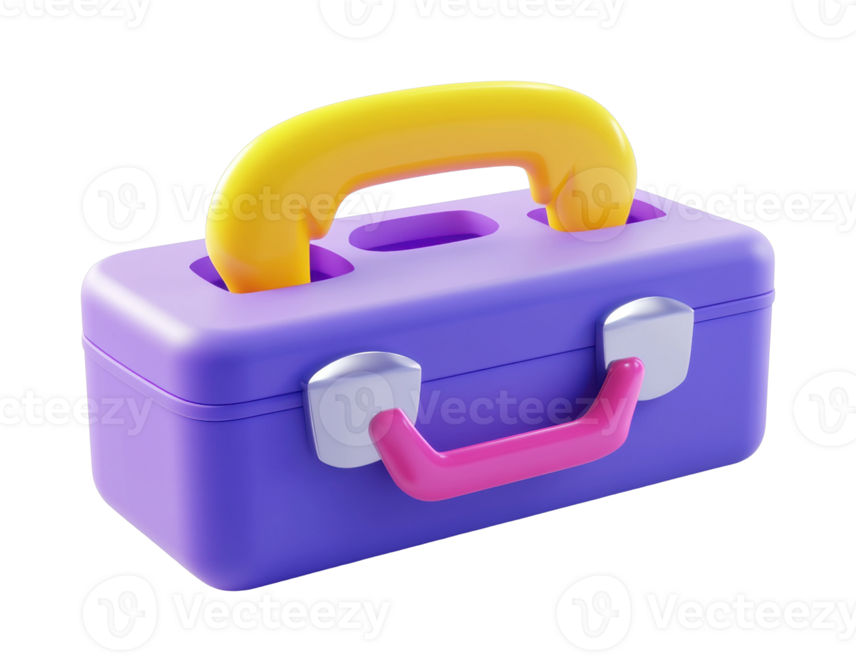 Colorful toy toolbox with vibrant handles for kids' playtime png