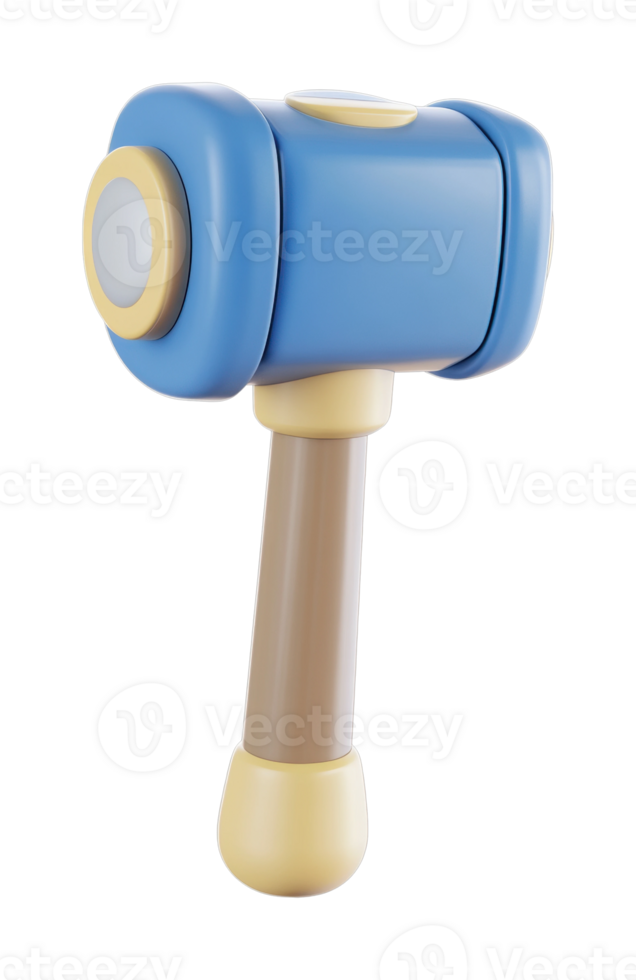 Cartoon toy hammer with soft round edges and blue head png