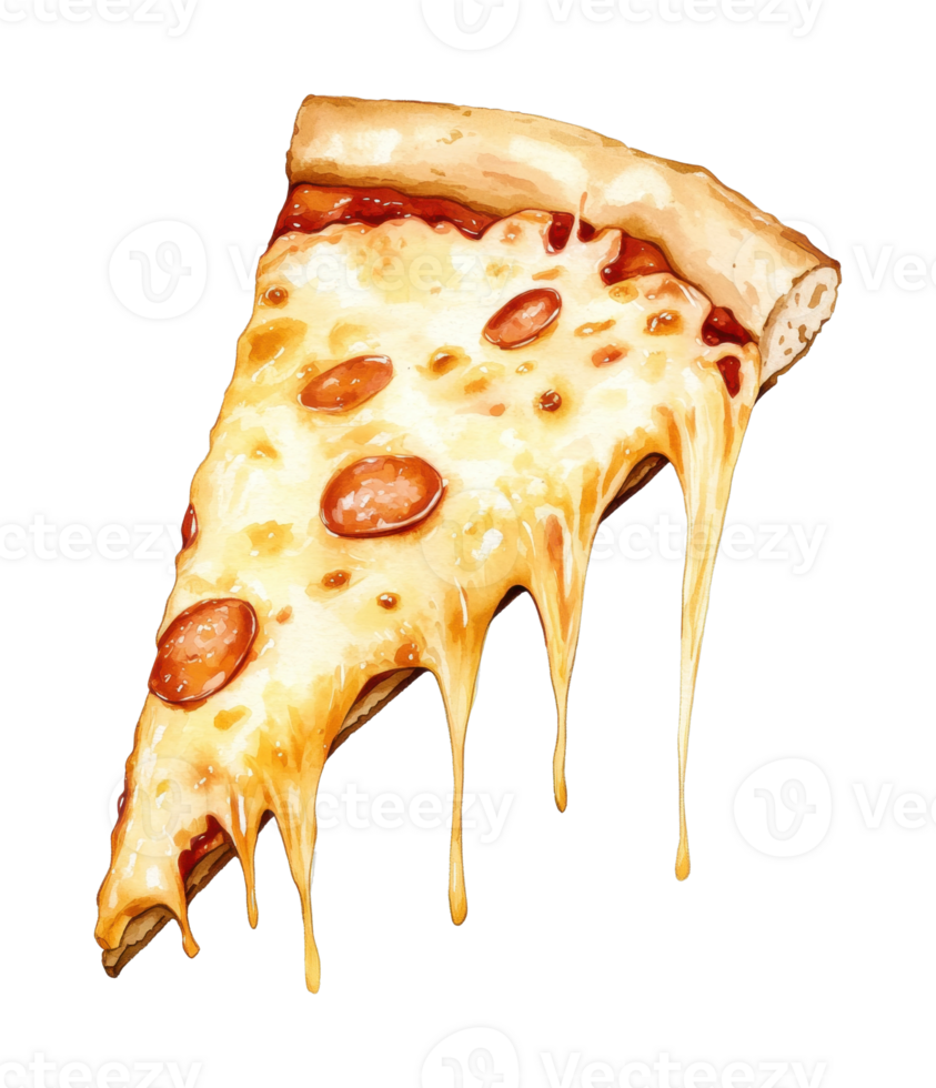Cheesy pepperoni pizza slice with melting gooey cheese png