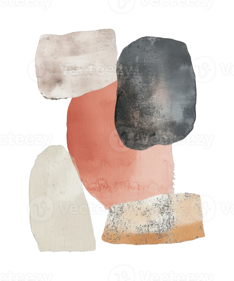 Abstract geometric shapes with earthy tones and artistic texture png