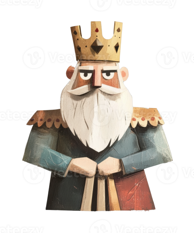 Cartoon king with crown and beard png