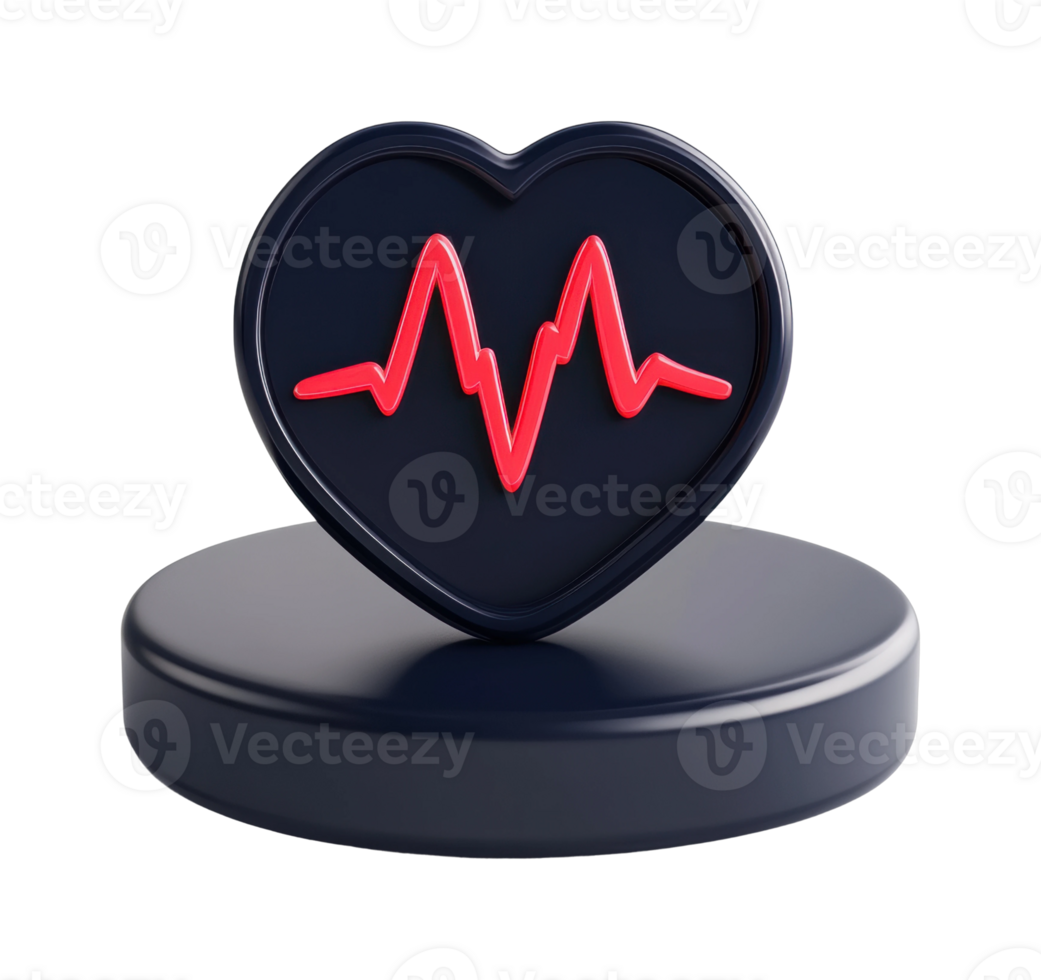 Heart health symbol with red ekg line png