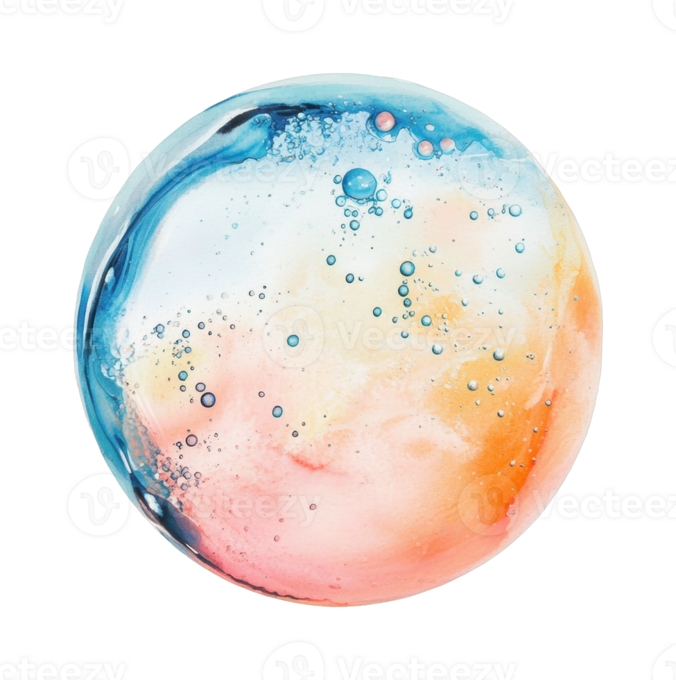 Abstract orb with vibrant fluid patterns and bubbles, cut out - stock . png