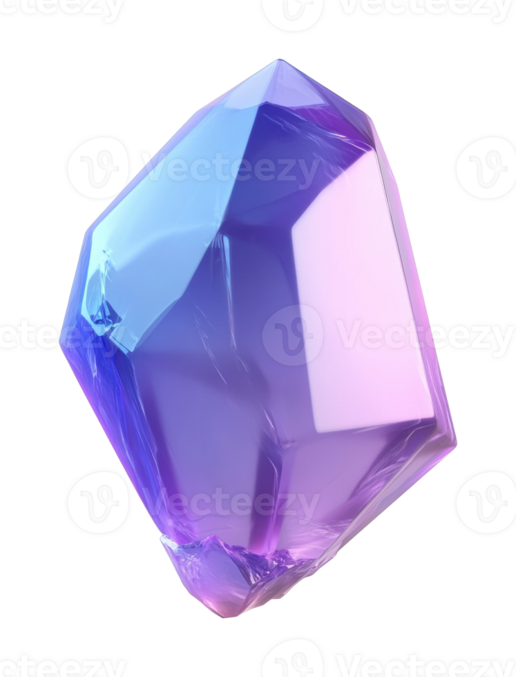 Colorful crystal gem with iridescent facets and translucent glow png
