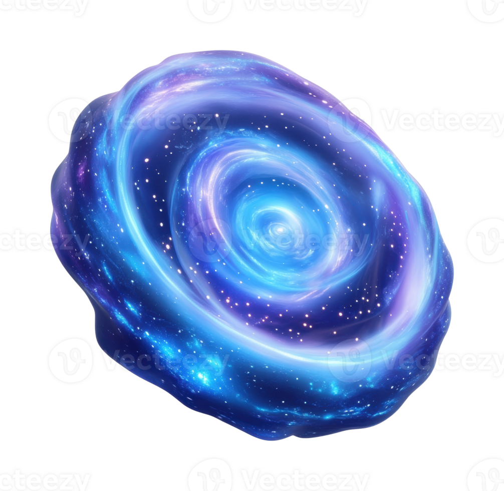 Spiral galaxy shape with stars and cosmic vortex swirl png