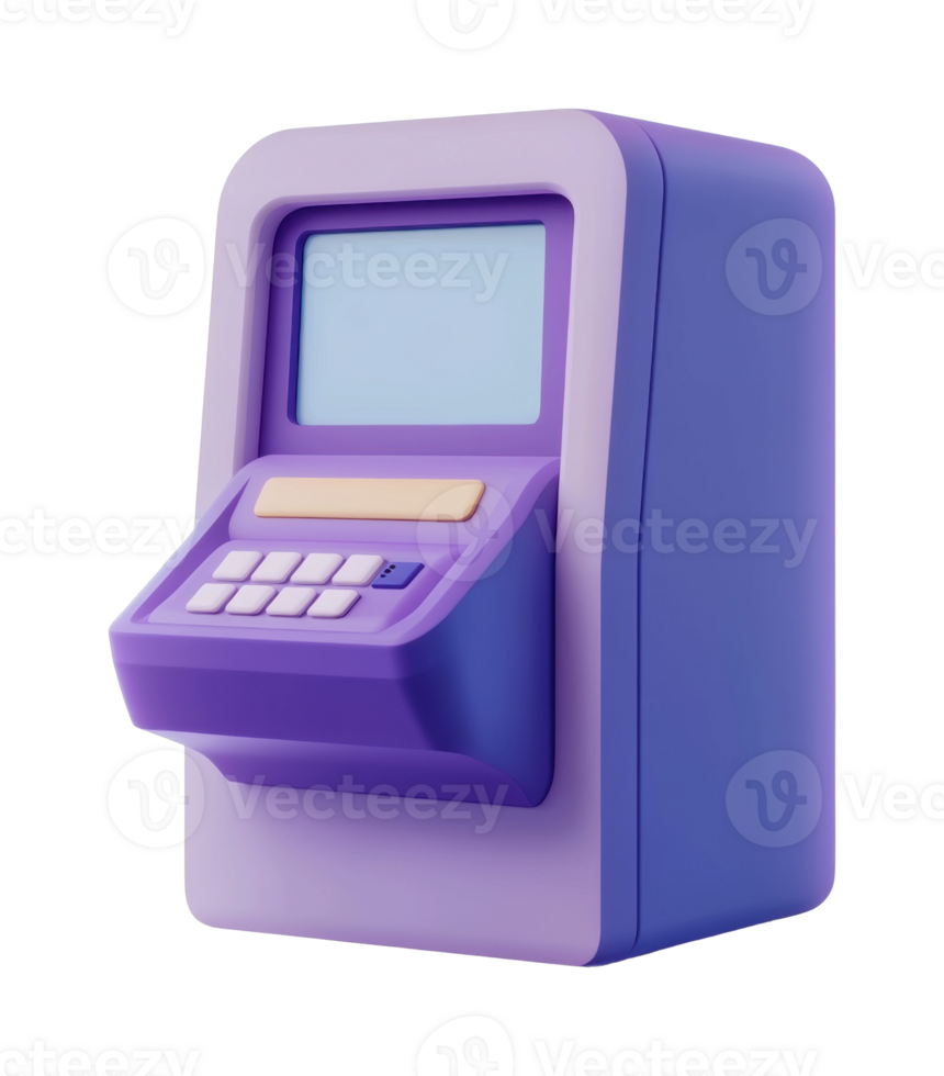 Digital atm machine with keypad and screen in modern design png