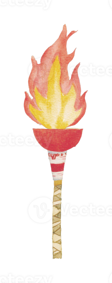 Watercolor olympic torch with lively flames symbolizing unity and celebration png
