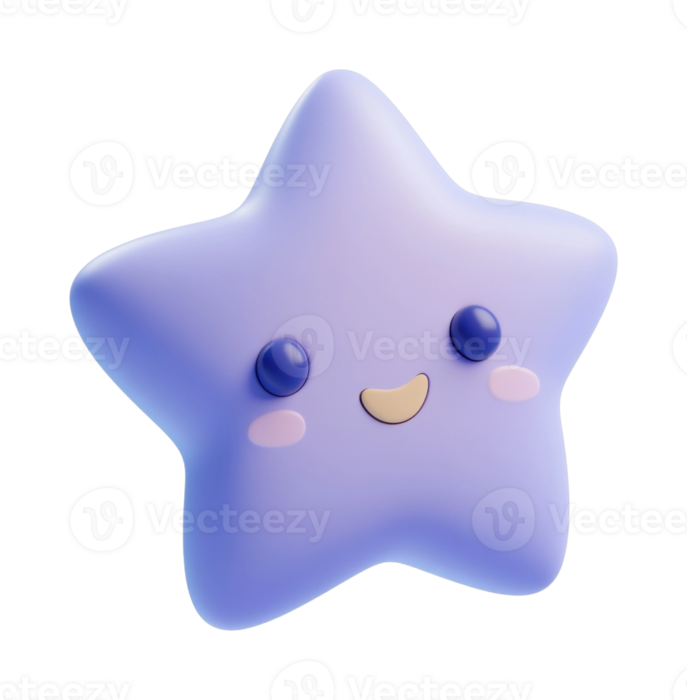 Cute smiling star character with cheeks and eyes png