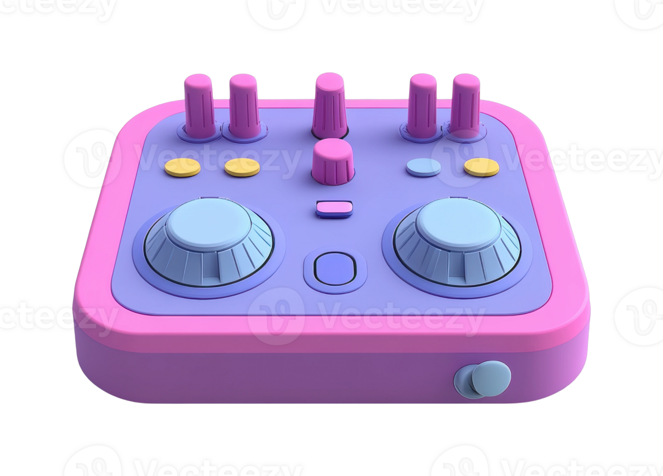 Retro-inspired colorful audio mixer with knobs and dials png
