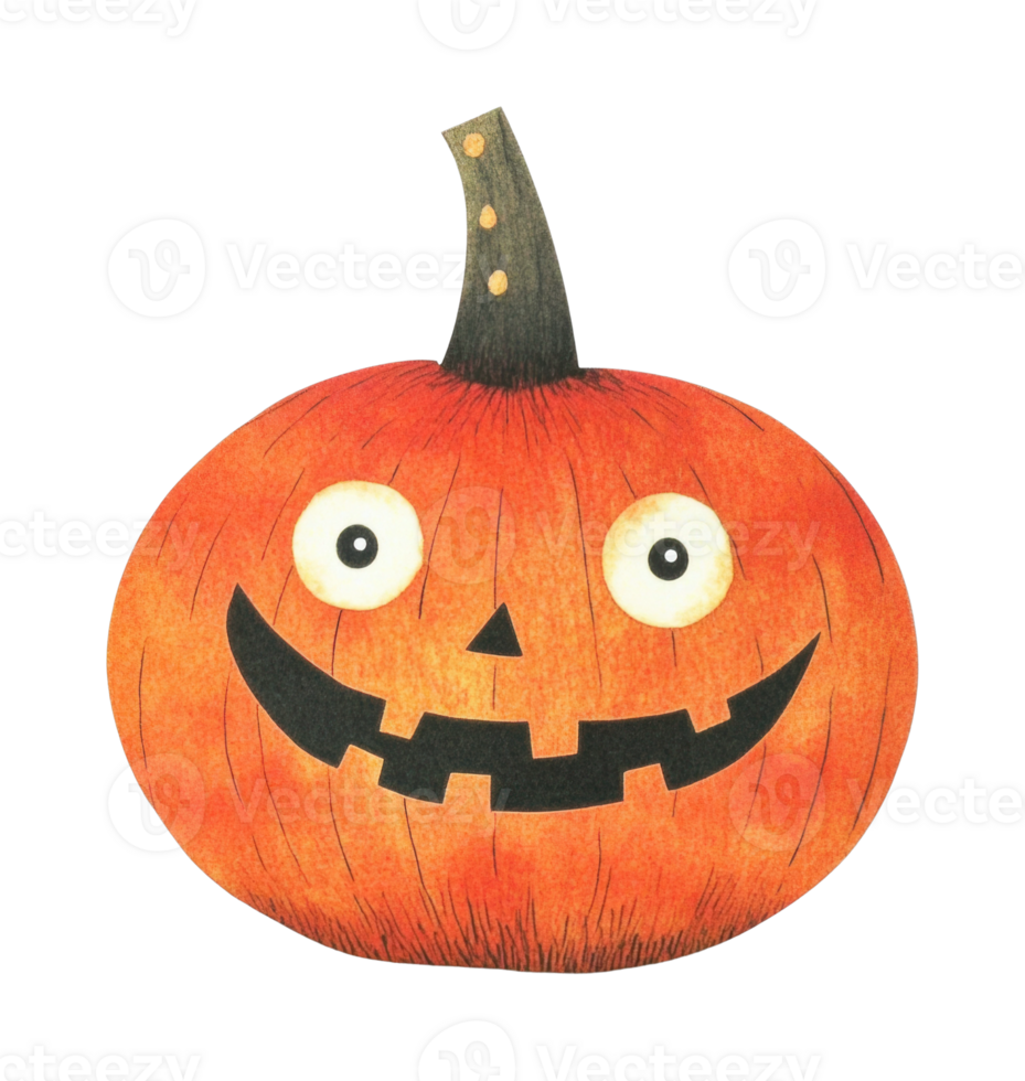 Smiling jack-o'-lantern pumpkin with playful expression for halloween decoration png
