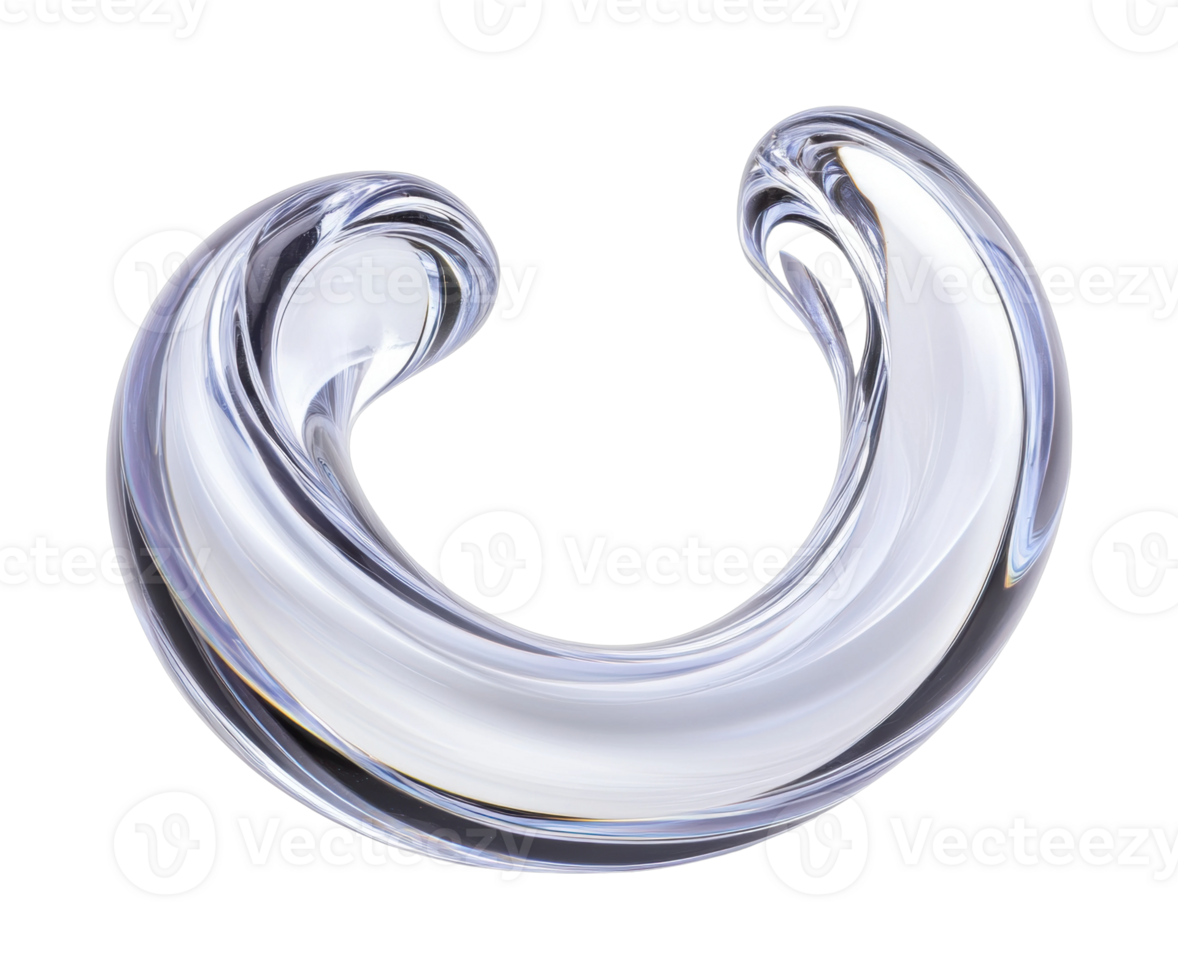 Abstract twisted glass sculpture with smooth curves png