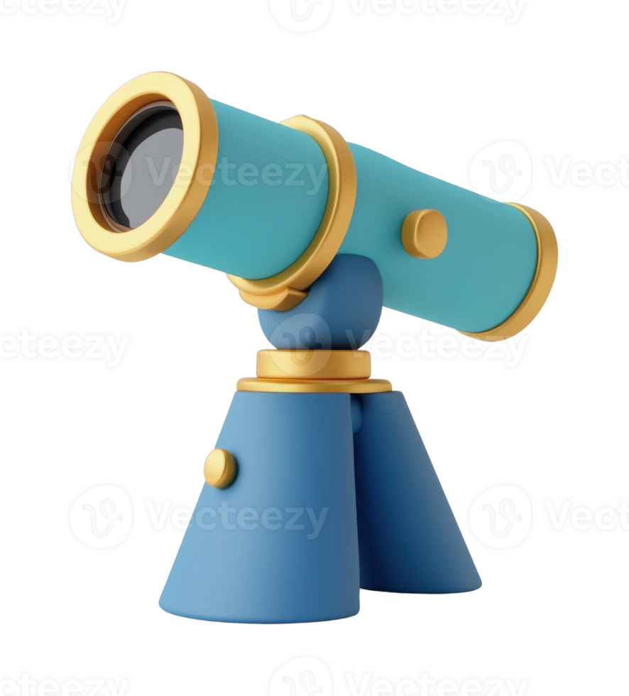 Colorful toy telescope with triangular stand for kids png
