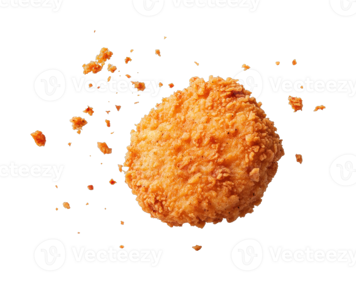 Crispy fried chicken nugget with seasoned coating and crumbs png