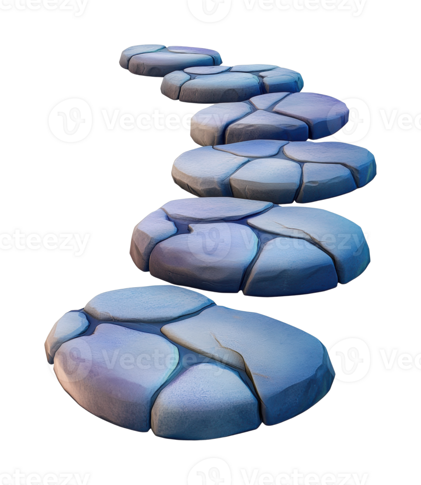 Curved stone pathway with textured blue stones in a spiral arrangement png