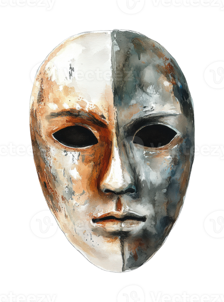 Intricate abstract mask with distinctive dual-tone design png