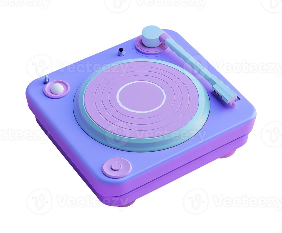 Retro turntable in pastel tones with minimalist design png