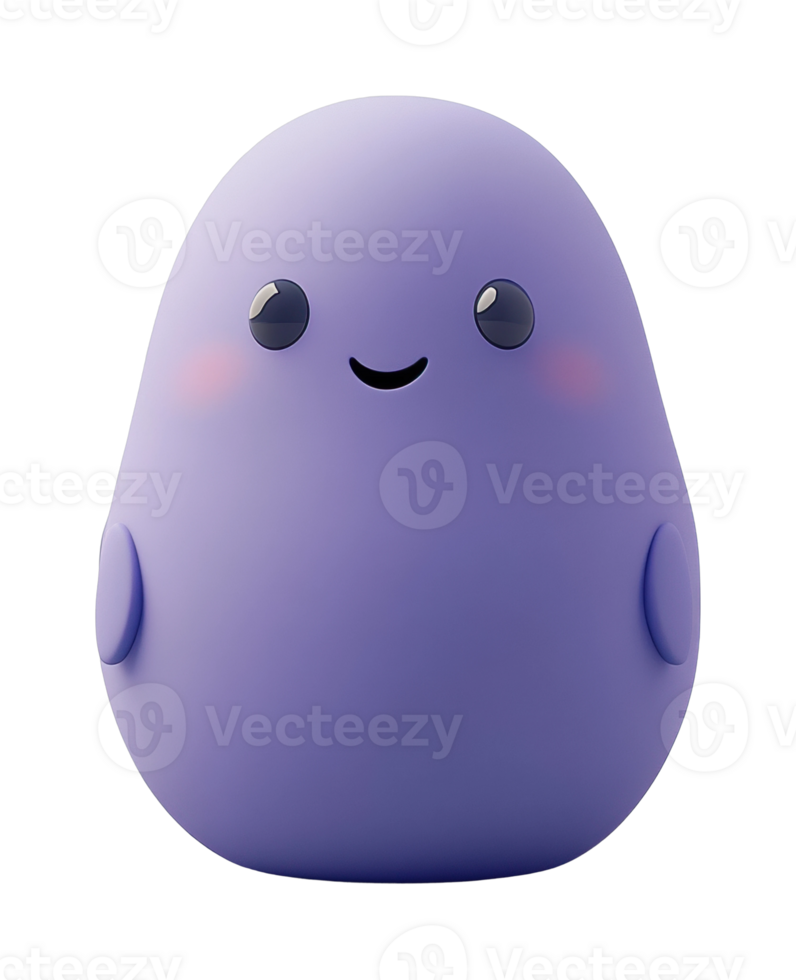 Cute purple blob character with smile and glossy eyes png