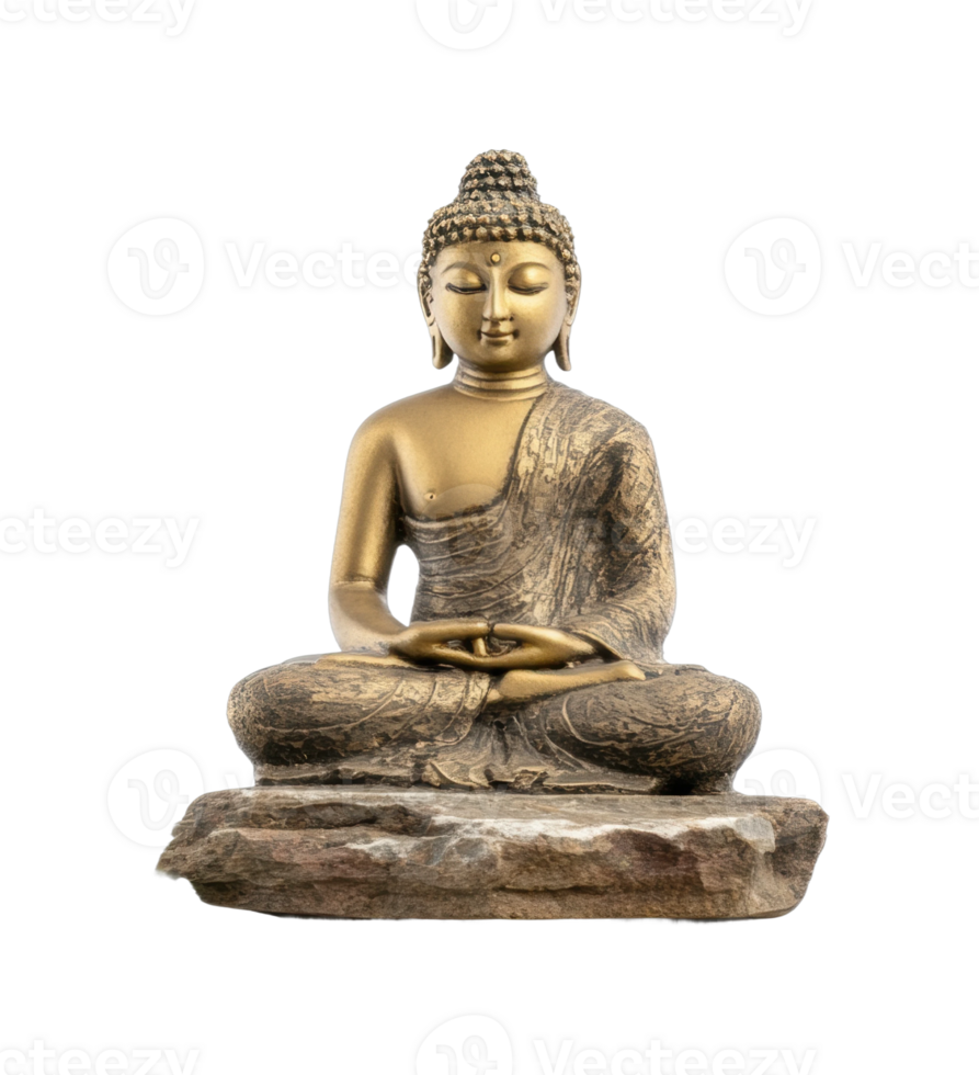 Ancient buddha statue in meditation pose png