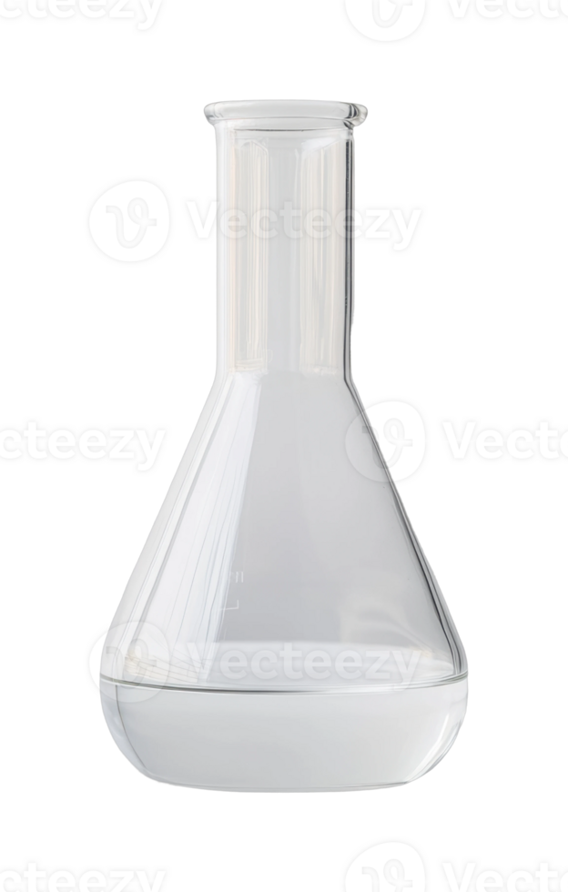 Empty glass erlenmeyer flask for laboratory use png