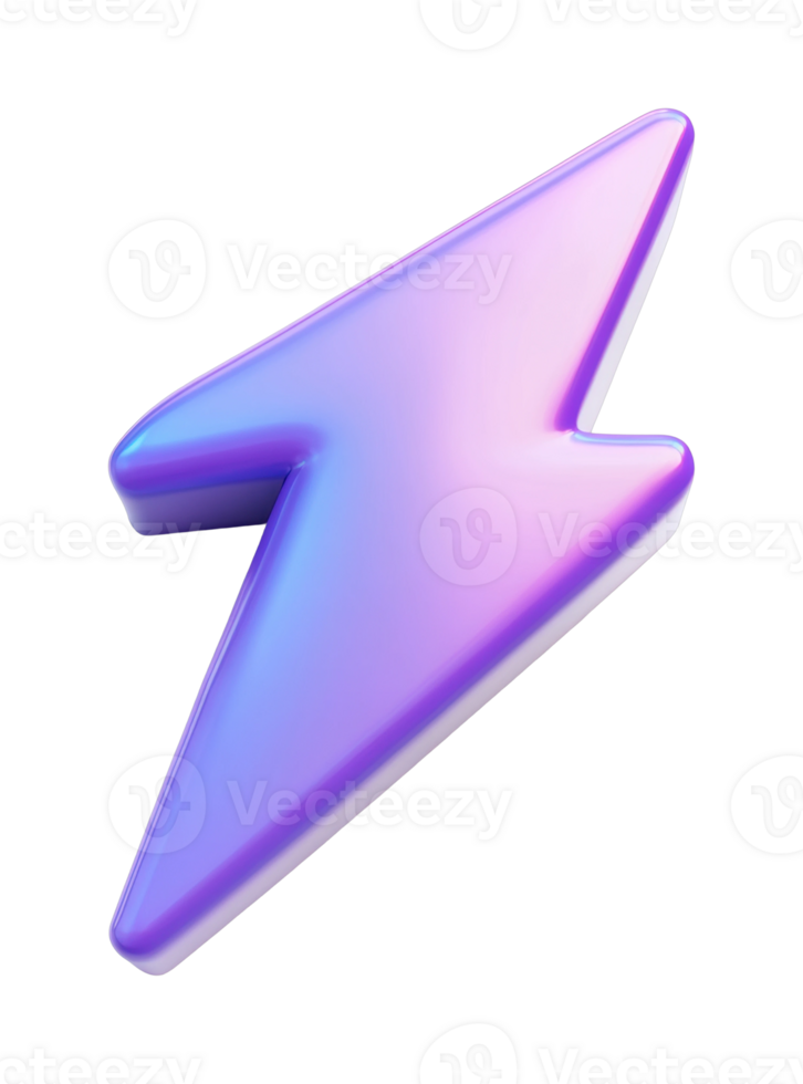 Glossy gradient lightning bolt icon in vibrant colors png