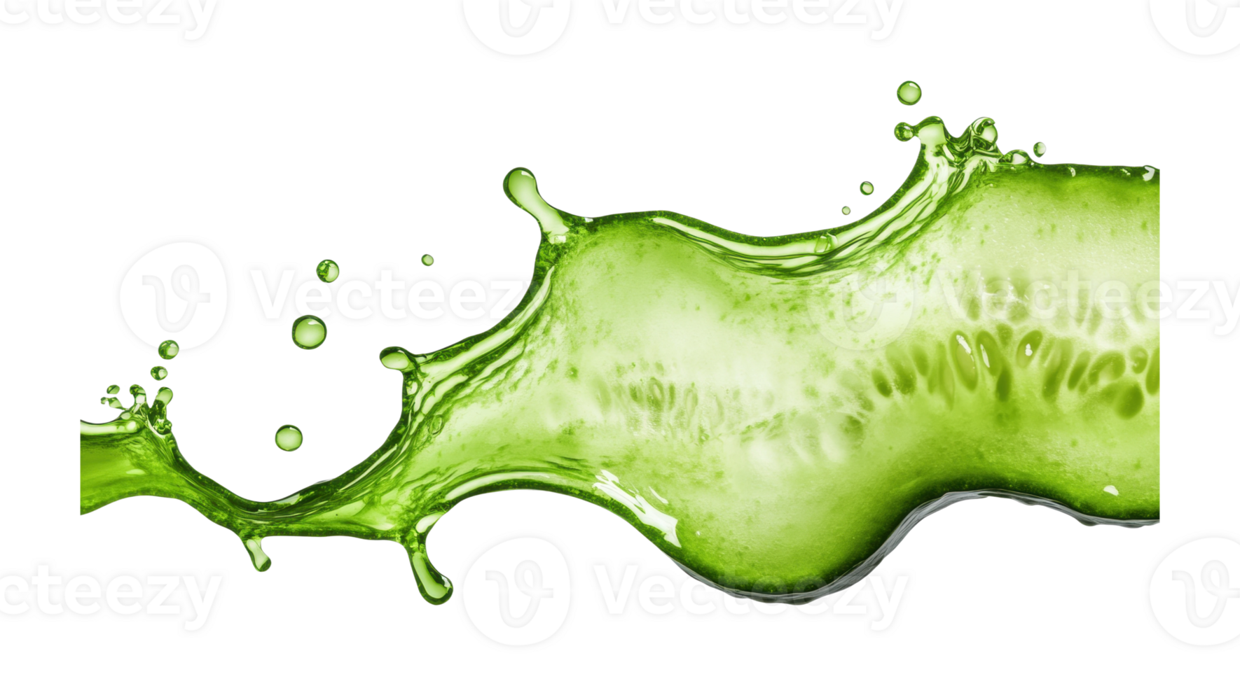 Refreshing green cucumber slice with splash effect png