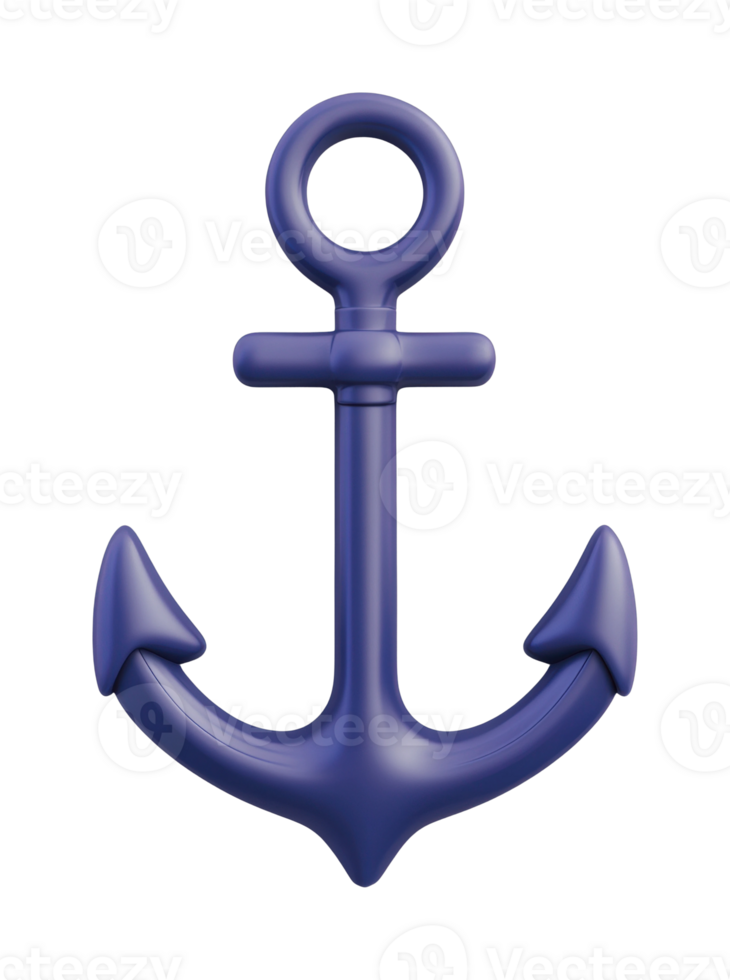 Blue nautical anchor symbol with classic design png