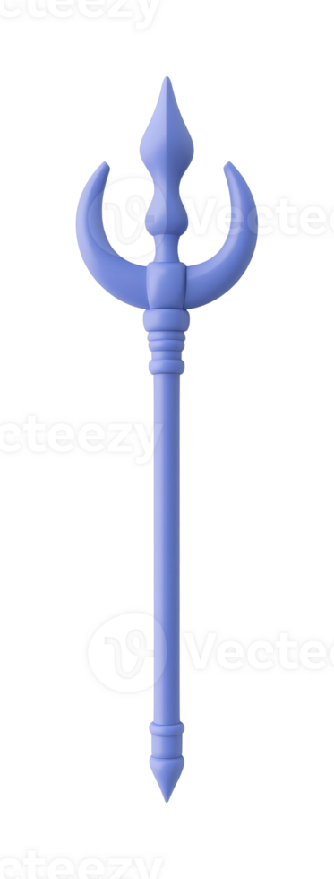 Blue trident sculpture isolated on white background png