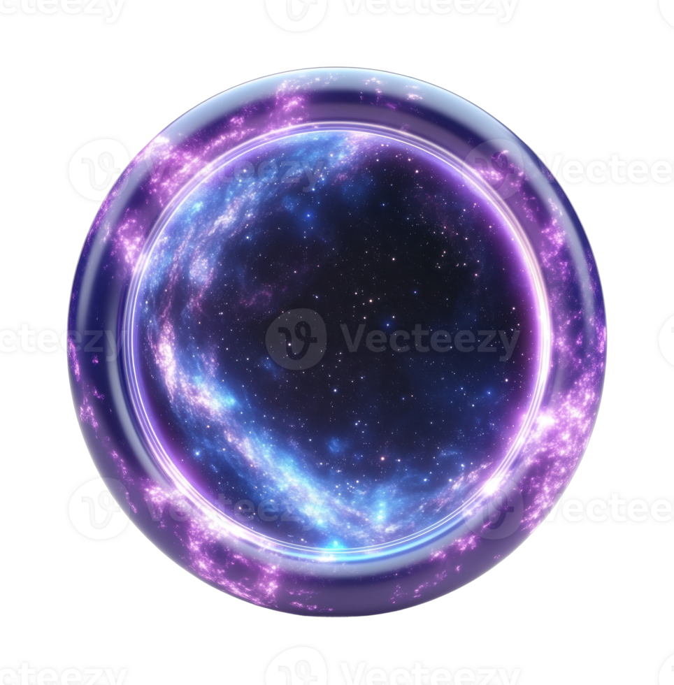 Glowing cosmic sphere with stars and nebula png
