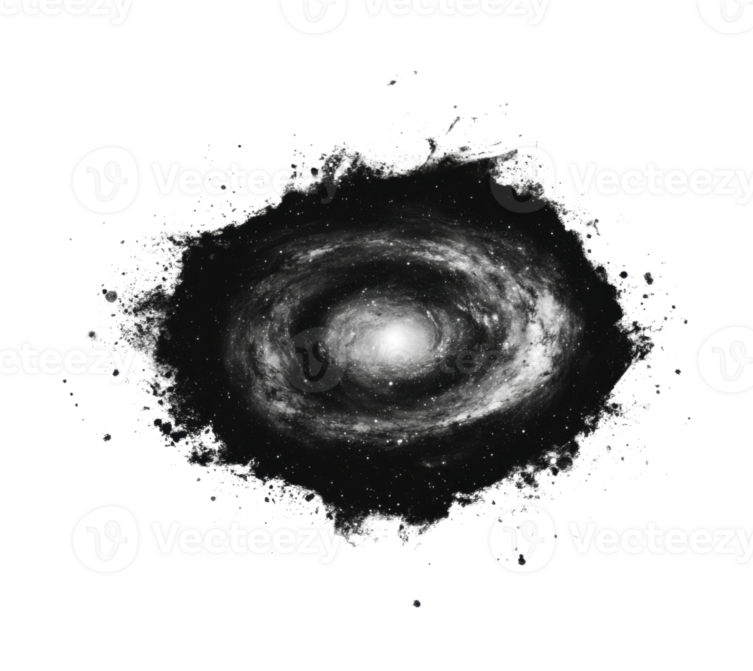 Spiral galaxy with luminous core and star clusters png
