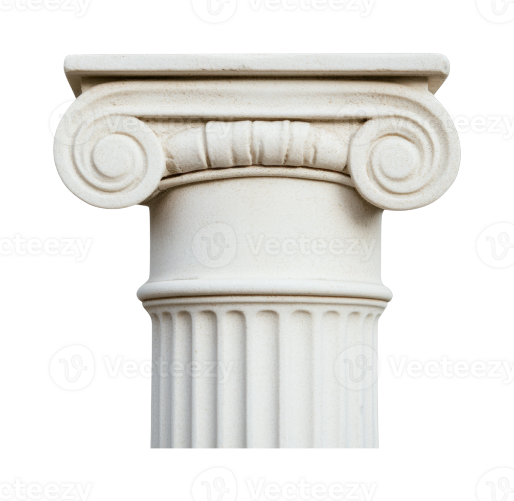 Classical ionic column capital with scroll design png