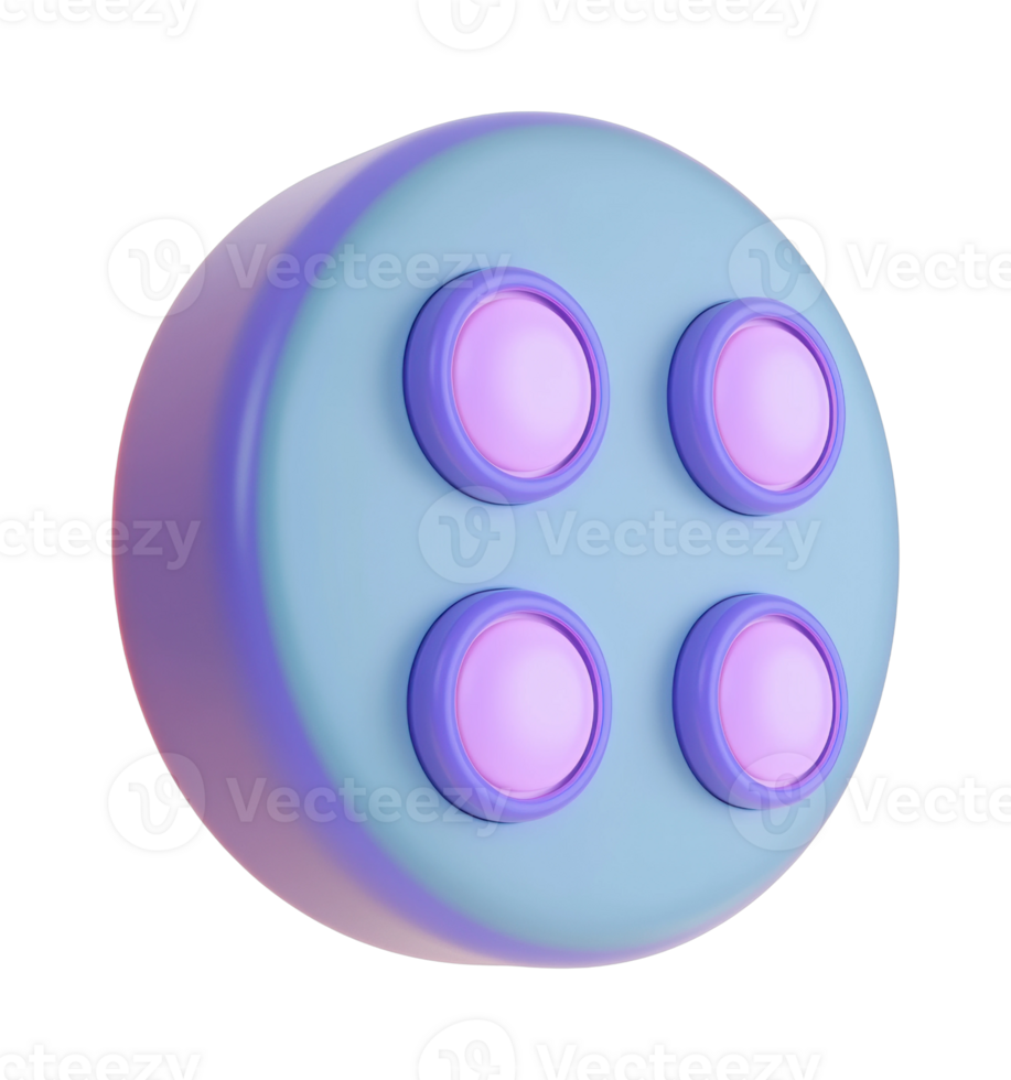 Four-button circular object with blue and purple glow png