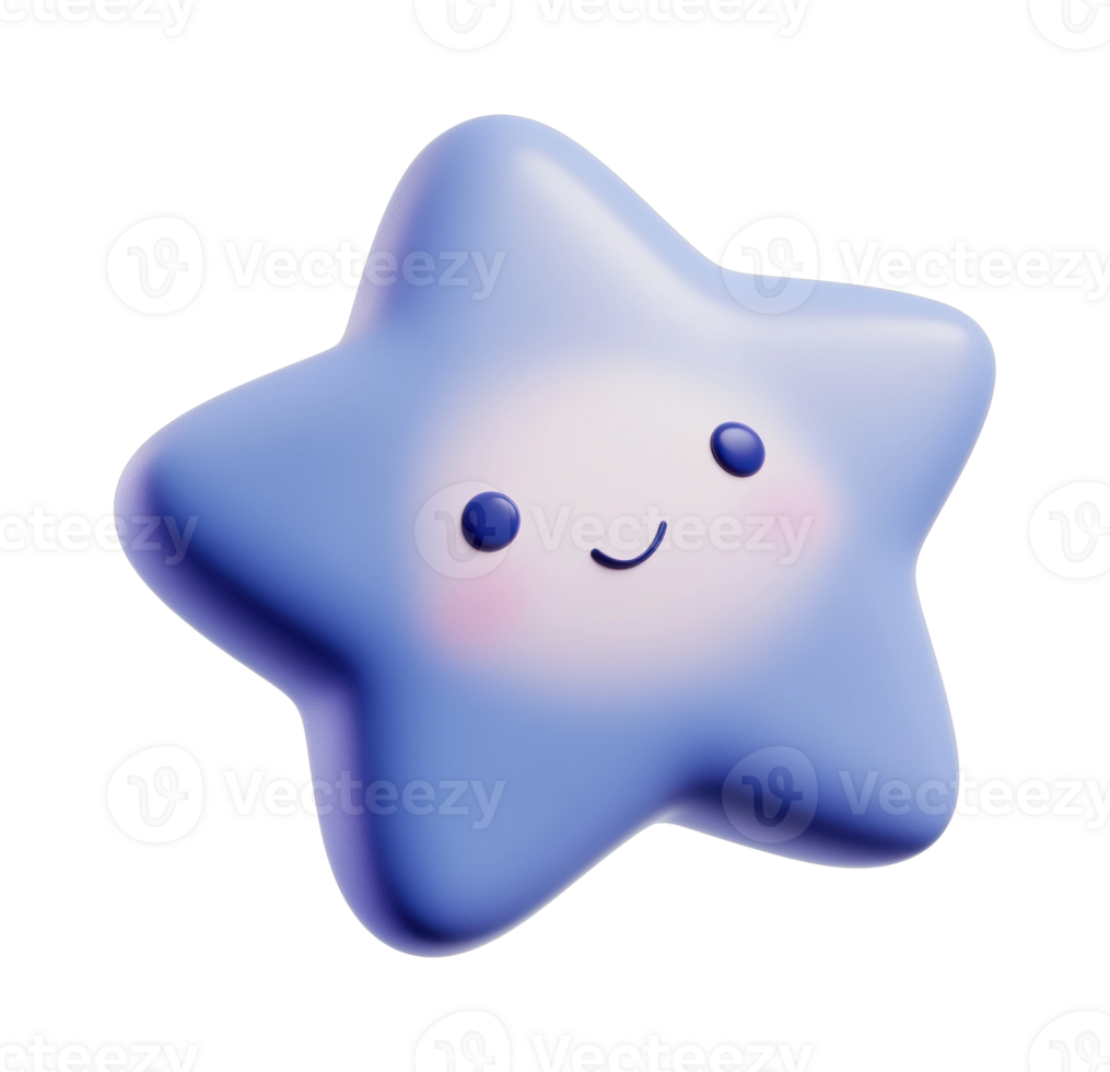 Cute smiling star with rosy cheeks and rounded features png