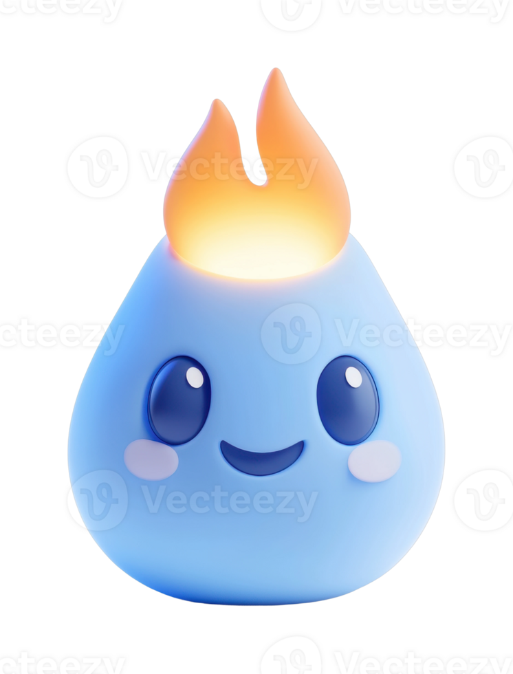 Cute cartoon flame character with happy expression png