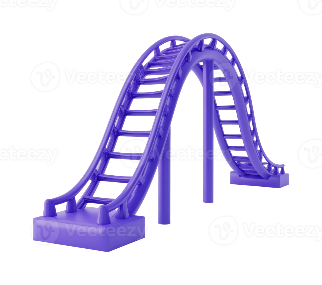 Purple roller coaster structure model isolated on white png