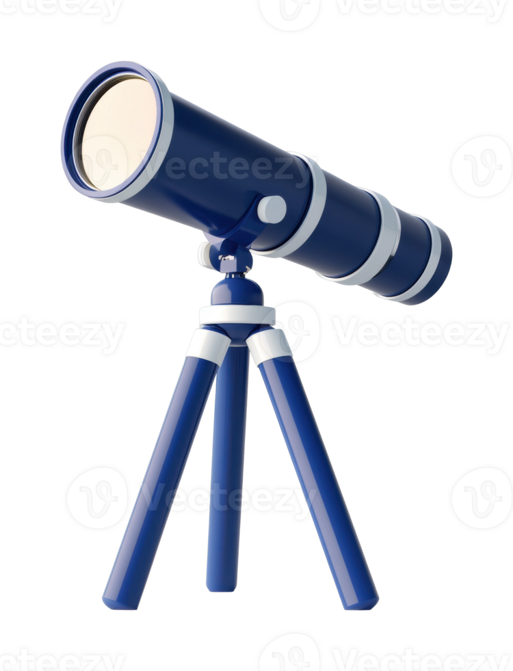 Blue telescope on tripod for astronomy and stargazing png