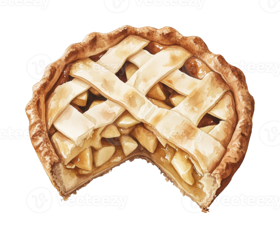 Delicious apple pie with lattice crust and missing slice png