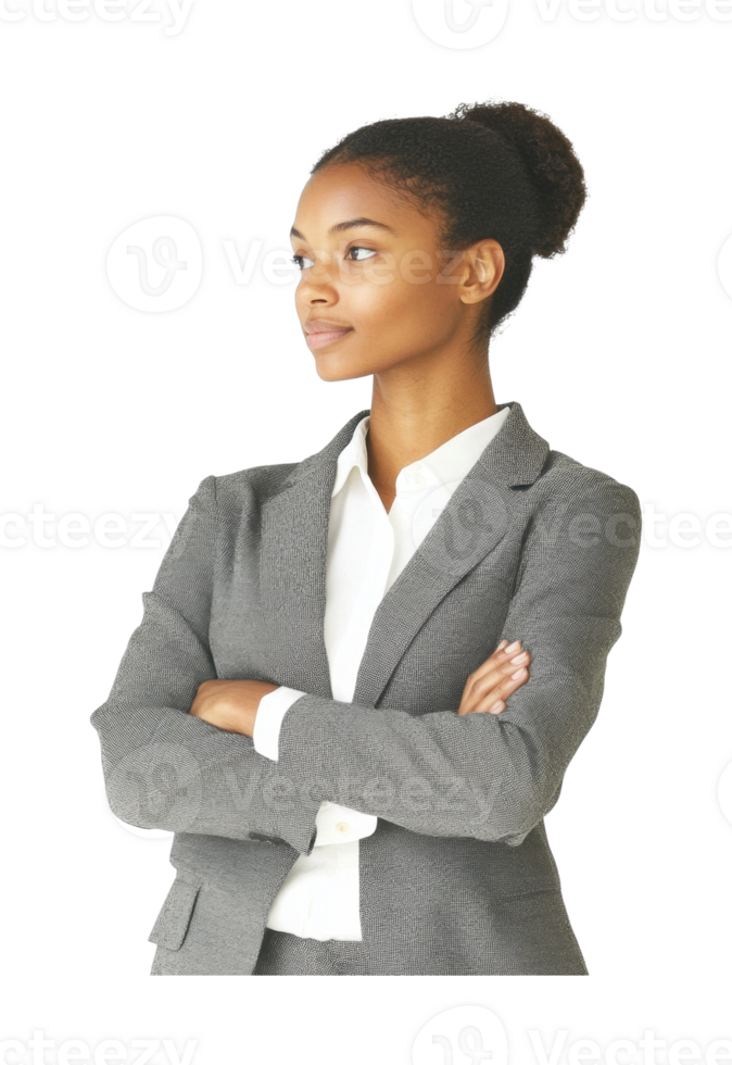 Confident african female young professional in business attire png