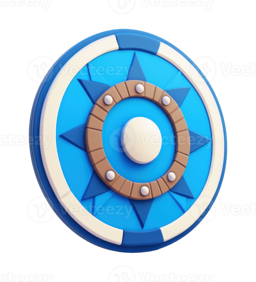 Blue viking shield with star pattern and studded accents png