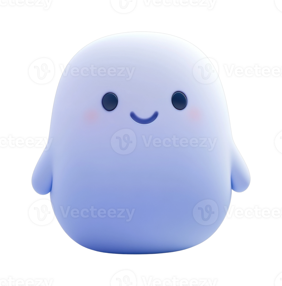 Cute smiling squishy blob toy with black eyes on white background png