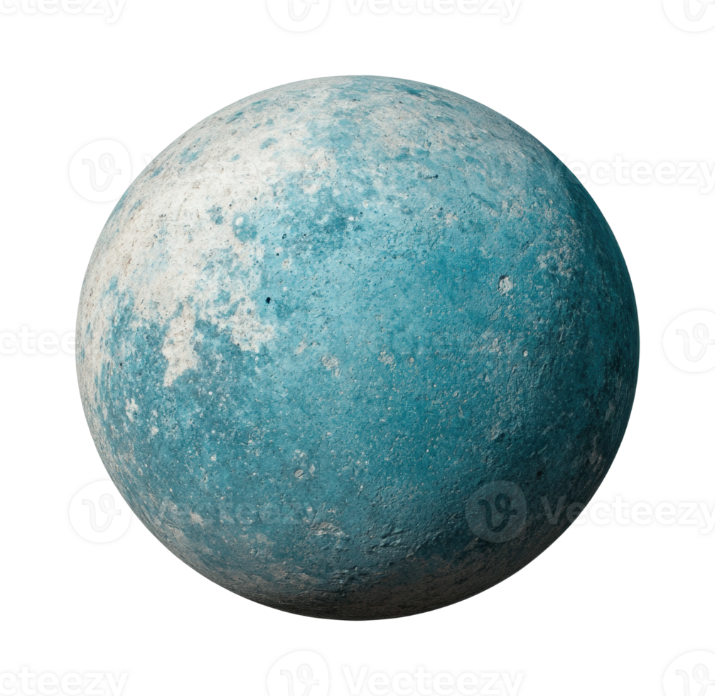 Textured blue marble sphere with rough surface in space png