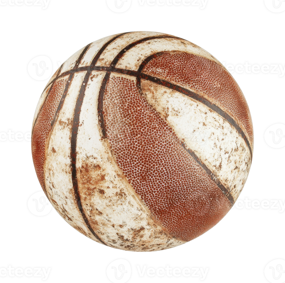Aged basketball with vintage texture and worn surface png